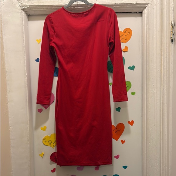 Red Long Sleeve Sheath Dress for Work - Picture 2 of 3